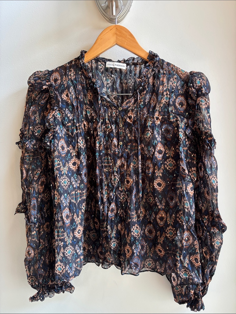 Ulla Johnson Miray Print Fleck Silk Chiffon Blouse